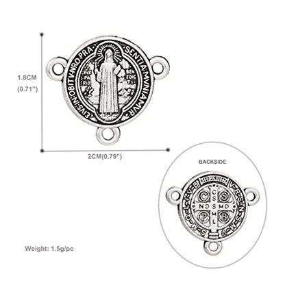 COTTVOTT St Benedict,Our Lady of Guadalupe Medal for DIY Jewelry Making,Virgin Mary Christ Jesus Rosary Center Connection Part - color: 30pcs-Round St. Benedict Medal