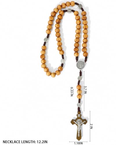 Rosary Beads Handmade Wooden Rosarios Catolicos for Catholic Christian Gift - color: Pine brown
