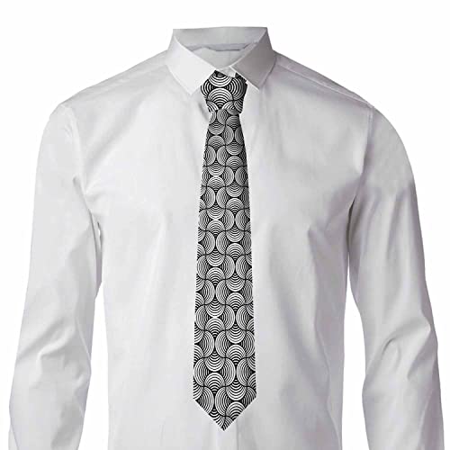 Black Dots Men's Neckties Retro Classic Circle Geometry Men's Tie for Mens Teens Business Work Casual Wedding Party - color: Rounded Lines