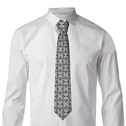 Black Dots Men's Neckties Retro Classic Circle Geometry Men's Tie for Mens Teens Business Work Casual Wedding Party - color: Rounded Lines