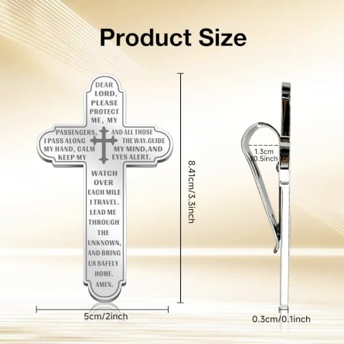 Cross Prayer Visor Clips for Car, Religious Cross Auto Visor Clips Spiritual Charm, Christian Safety Blessing Sunvisor Ornament Interior Decor for Most Vehicles, Car Accessories (Silver) - color: Silver
