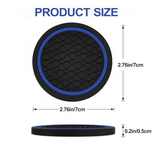 4PCS Car Cup Holder Coasters - 2.75 Inch Non-Slip Insert Water Bottle Holder Pads, Dustproof Automotive Interior Accessories Mat, Universal for Vehicles, Trucks, RVs (Blue) - color: Blue