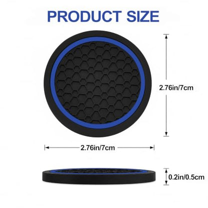 4PCS Car Cup Holder Coasters - 2.75 Inch Non-Slip Insert Water Bottle Holder Pads, Dustproof Automotive Interior Accessories Mat, Universal for Vehicles, Trucks, RVs (Blue) - color: Blue