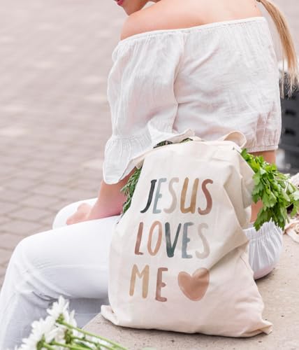 Christian Bible Inspirational Tote Bag for Church Baptism - color: Jesus Love Me