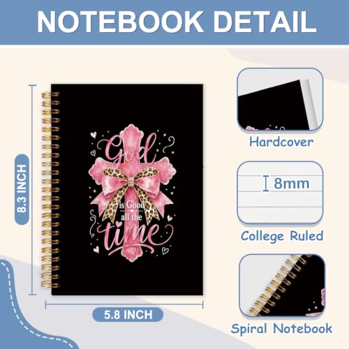 Pink Christian Religious Cross Notebook Journal for Women, 5.5x8.3 - color: white-Pink Religious Cross