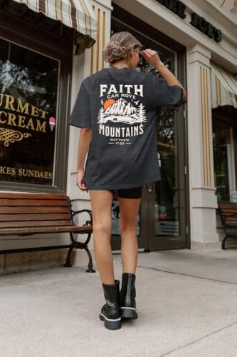 ASTANFY Oversized Tshirts for Women: Deserve Day Shirt Funny Skeleton Shirts Casual Oversized Graphic Tees Tops - color: Grey-faith, size: Large