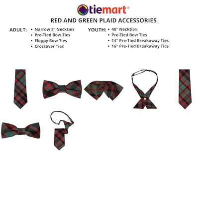 tiemart Crossover Tie - color: Red and Green Plaid