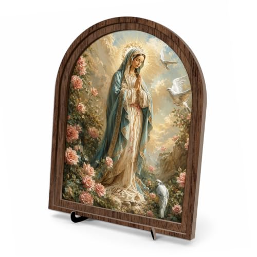 Virgin Mary Religious Wooden Decor Sign, Home Catholic Decor, 8"×10" - color: color_name17