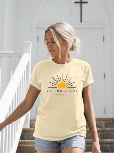 Christian Shirt for Women God is Good Graphic Tee Bible Verse - color: Apricot-light, size: X-Large