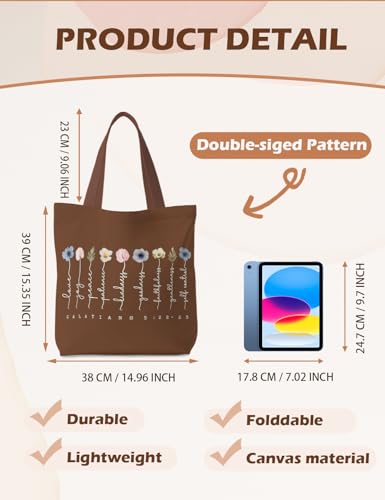 Bible Bags for Women, Christian Tote Bag, Gifts for Christian Women - color: Brown
