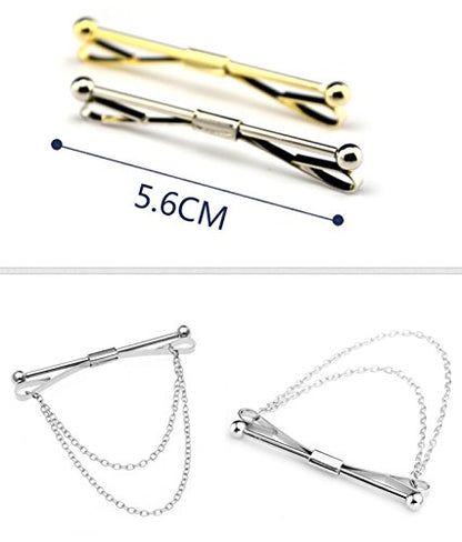 Tie Collar Bar Pin Set for Men Classic Collar Clip Set of 2 - style: Style 1