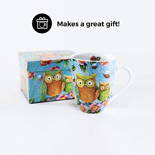 Divinity Boutique Inspirational Ceramic Mug, Patterned Owls with Scripture, Multicolor - color: Patterned Owls
