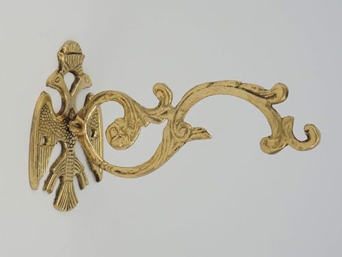 BlessedMart Byzantine Wall Mount Bracket for Orthodox Vigil Lamps 17cm (6.69″) - Metal Hook Holder for Vigil Lamps with Double-Headed Eagle Design