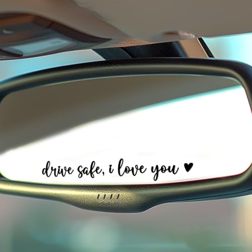 3X Drive Safe I Love You Car Mirror Sticker Set - color: Drive Safe I Love You Black