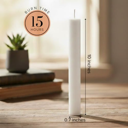 Simply Soson White Taper Candles 10 Inch Flat Top, Unscented, 8 Pack - color: White, style: Flat Top