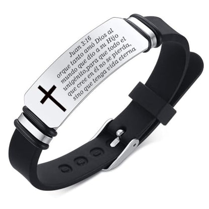 Perspnalized Spanish Scripture Gifts for Men Women,Adjust Silicone Spanish Bible Verse Bracelet Engraved Inspirational ID Bracelets Christian Cross Wristband Xmas Church Employee Favors - style: Filipenses 4:13-Fullfillment by Amazon