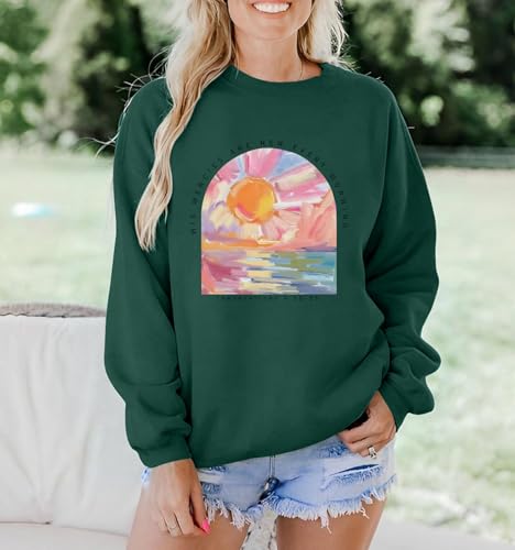 Christian Sweatshirts for Women Jesus Religious Faith Tops - color: Green, size: Large