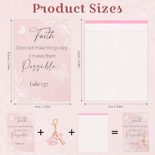 Unittype 36 Sets Christian Keychains Cross Charms for Women - style: Butterfly
