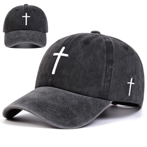 Black Baseball Cap Snapback hat for Men Snap Pack Hip Hop Mens Hat - color: Embroidered Cross 1