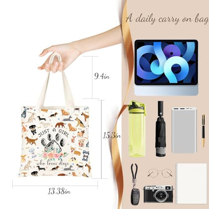 DHQH Cute Gifts for Dog Lover, Dog mom Gift Reusable Grocery Beach Shopping Bag for Women, Birthday Gift for Mom Daughter Friends Sisters Who Loves Dogs - style: Bag-dog
