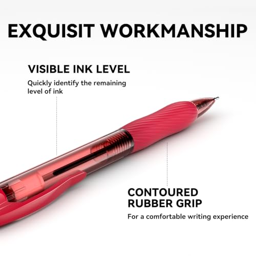 50 Pack Red Ink Ballpoint Pen with Soft Grip, Bulk Pens 1.0mm - color: Red