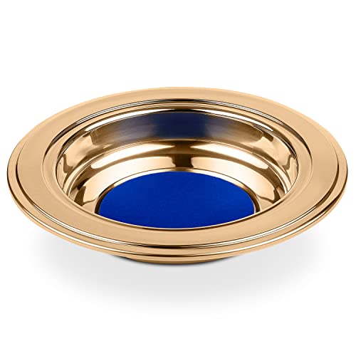 Premium Gold Stainless Steel Offering Trays for Church Collections - color: Offering Plate Blue