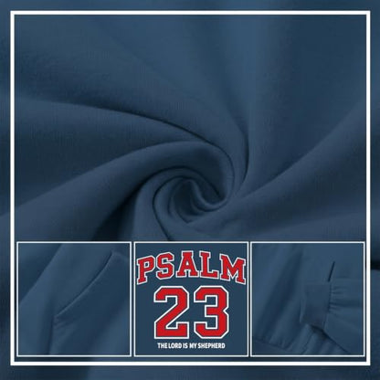 Christian Hoodies for Women Psalm 23 Sweatshirt Jesus Faith Hoodies Religious Bible Verse Graphic Hoodie Pullover - color: Deep Blue, size: XX-Large
