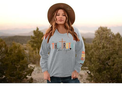 Christian Sweatshirt Women Bible Verse Pullover Religious Faithful Shirt - color: Grey, size: Small