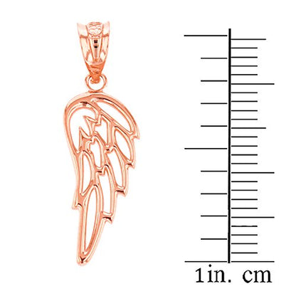 Religious Jewelry Solid 14k Rose Gold Guardian Angel Filigree Wing Pendant and Earring Set
