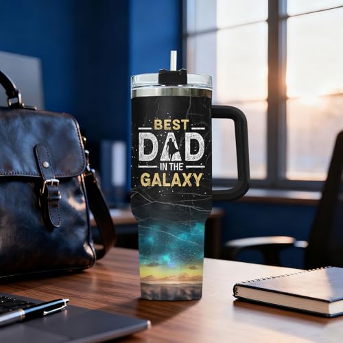 34HD Dadalorian Daddy Dad Funny 40 oz Tumbler with Handle, Gift for Papa - color: Dadalorian with Lid