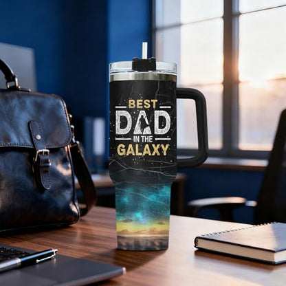 34HD Dadalorian Daddy Dad Funny 40 oz Tumbler with Handle, Gift for Papa - color: Dadalorian with Lid