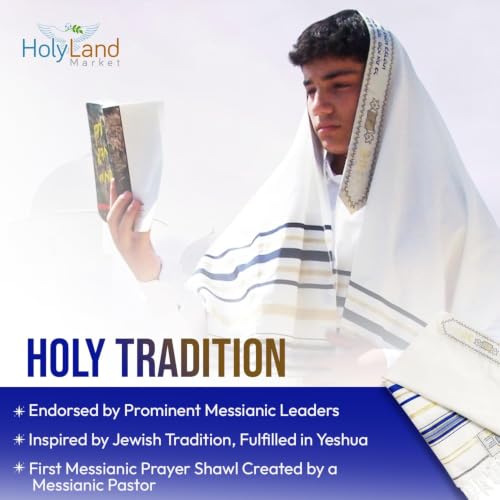 Holy Land Market Messianic Christian Shawl/Tallit - The Messiah Tallit (72 x 22 Inches) - color: Royal Blue
