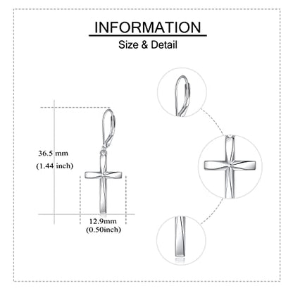 Cross Earrings 925 Sterling Silver Dangle Earring Gifts for Women - style: Origami