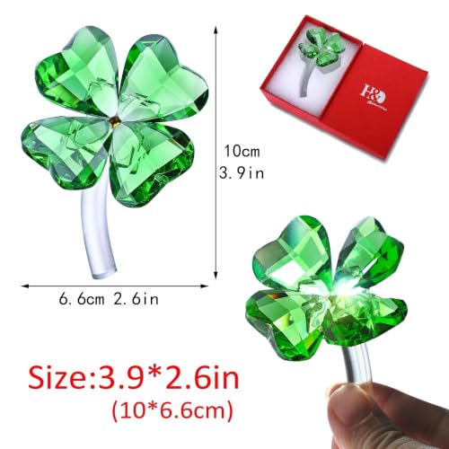 4'' Crystal Four Leaf Clover Figurine Collectibles St Patricks Day Decor - style: Four Leaf Clover