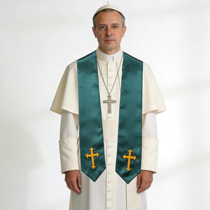 Clergy Stole & Choir Stole with Embroidered 60/72" - color: Forest Green, size: 72 inch