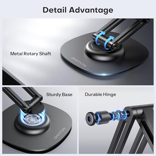 OMOTON MS04 [360° Rotating] Adjustable Magnetic Phone Stand for Desk, Black - color: Black