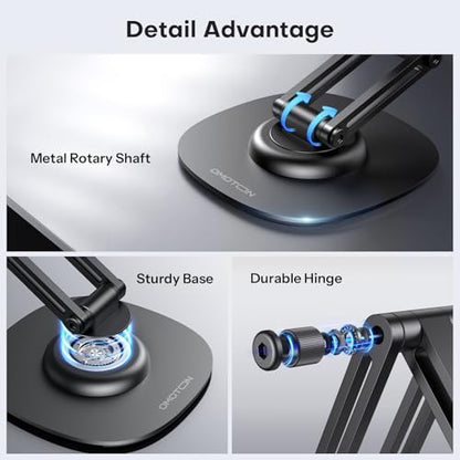 OMOTON MS04 [360° Rotating] Adjustable Magnetic Phone Stand for Desk, Black - color: Black