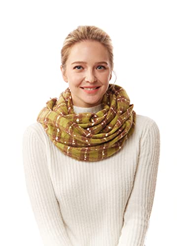 ScarvesMe Women's Check and Plaid Soft Infinity Loop Winter Fall Warm Scarf - color: Lof1252_olive