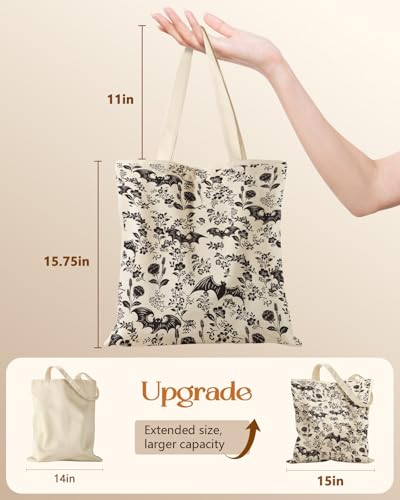 Miss Adola Canvas Tote Bag for Women with Zipper, Bat Flower - color: Bat Flower