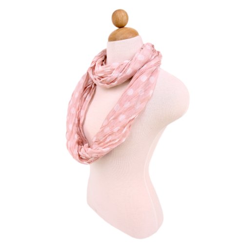 TrendsBlue Premium Polka Dot Infinity Loop Fashion Scarf - color: Blush