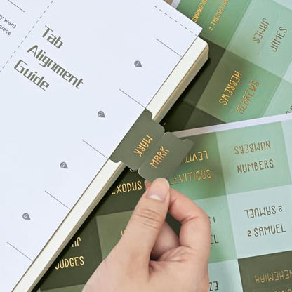 Laminated Bible Tabs for Women and Men, Gold Foil Embossed Lettering - style: Olive Green
