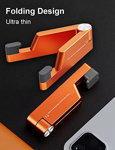 MONEER Cell Phone Stand, Phone Stand for Desk, Foldable & Portable iPhone Stand, Cell Phone Holder Desk Compatible with All Mobilephone, iPhone, iPad mini, Tablet 4-10.5" (Orange) - color: Orange
