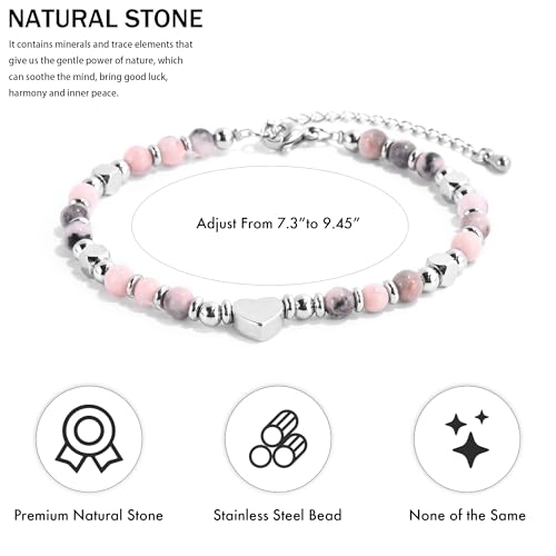 VIBILIA Cross Beaded Bracelets for Women, Birthday Gifts - color: B 4. Heart - Pink Zebra
