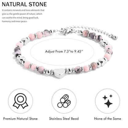 VIBILIA Cross Beaded Bracelets for Women, Birthday Gifts - color: B 4. Heart - Pink Zebra