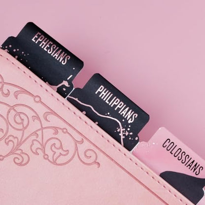 UPAFEXXI-Bible Tabs for Women and Men, 3D Gold Foil Embossed Lettering - color: Pink4