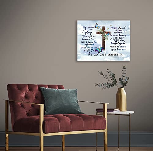 I Can Only Imagine the Cross Butterfly of Godd, Canvas Christian Faith Wall Art,Farmhouse,Church, Home Wall Decor,Tabletop/Hanging(29x38cm) Framed - color: Bible6