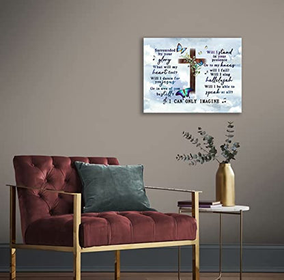 I Can Only Imagine the Cross Butterfly of Godd, Canvas Christian Faith Wall Art,Farmhouse,Church, Home Wall Decor,Tabletop/Hanging(29x38cm) Framed - color: Bible6