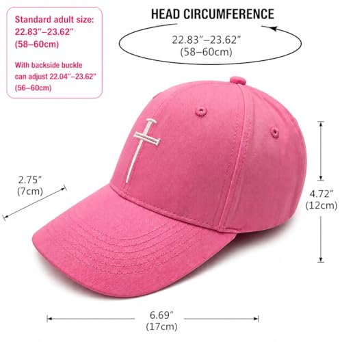 Three Nails Cross Christian Hats, Embroidered Baseball Caps for Adults - color: Pink White
