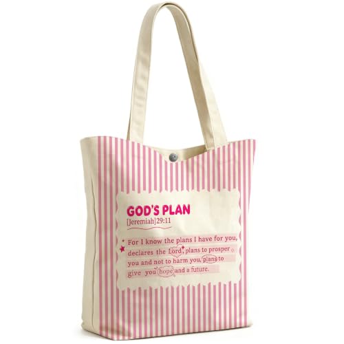 Psalm 93:4 Canvas Tote Bag, Inspirational Gift for Women Girls, Reusable Grocery Book Beach Bag - color: Jeremiah 29:11