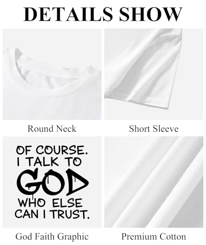 KESIHAN Christian Shirts for Men Jesus Fear God Faith Graphic Tee - color: White-3, size: Small